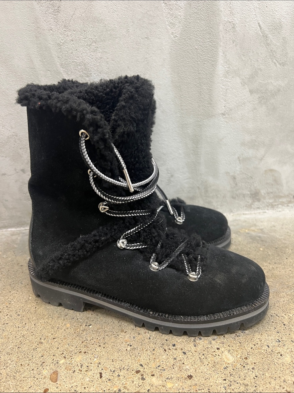 Yves Salomon Shearling Lace-Up Winter Boots